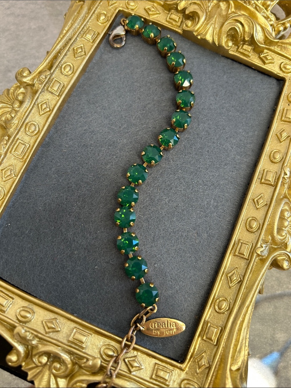 Green Crystal Link Bracelet by